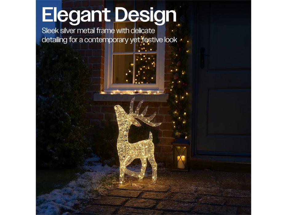Xmas Haus Christmas Festive Silver Deer - 60CM High - 200 Warm White LED_Christmas Figure