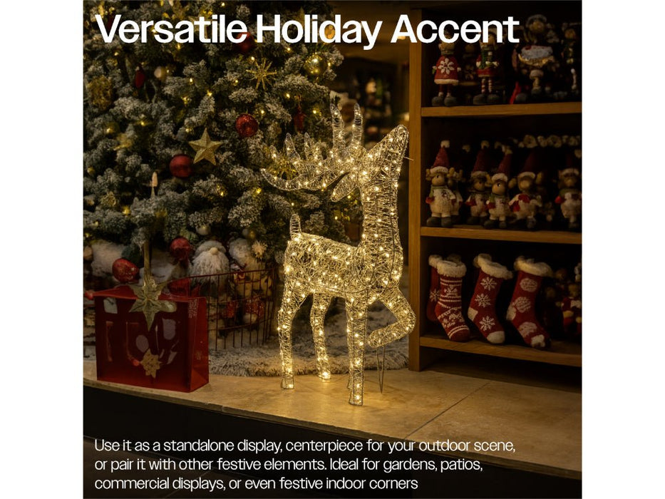 Xmas Haus Christmas Festive Silver Deer - 60CM High - 200 Warm White LED_Christmas Figure