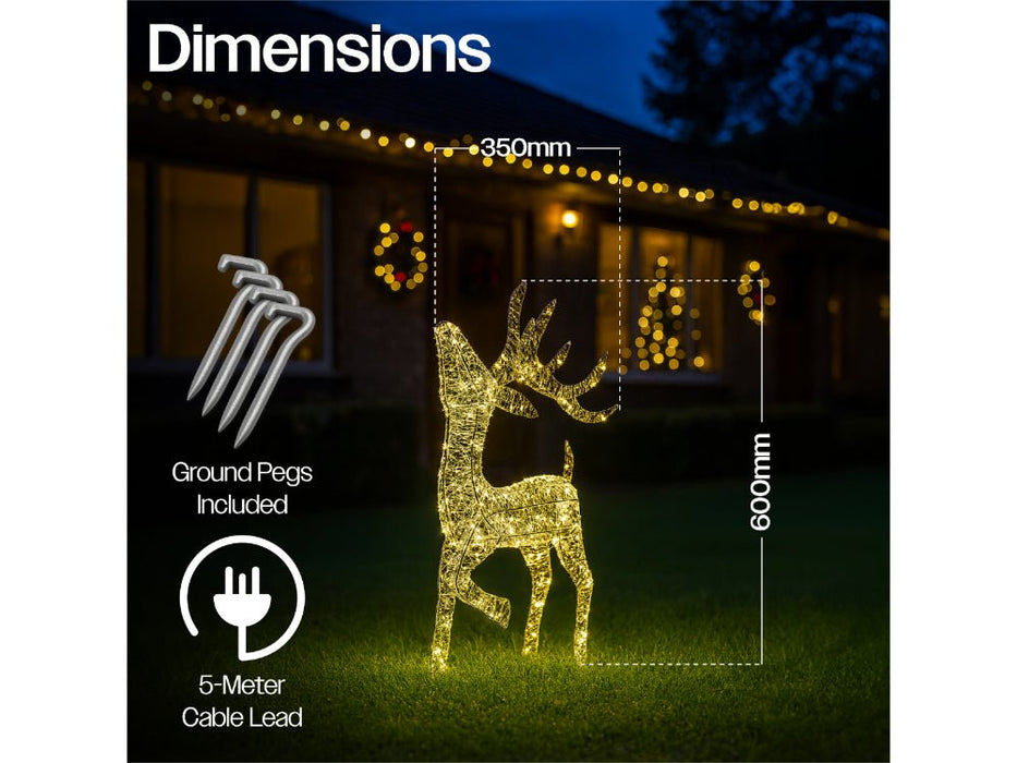Xmas Haus Christmas Festive Silver Deer - 60CM High - 200 Warm White LED_Christmas Figure