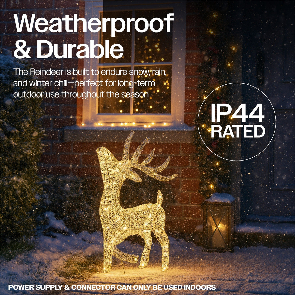 Xmas Haus Christmas Festive Silver Deer – 60cm High with 200 Warm White LEDs, Festive Decoration_Christmas Figure