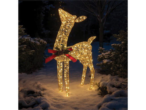 Xmas Haus Christmas Festive Gold Rattan Deer - 74CM High - 250 Warm White LEDS_Christmas Figure