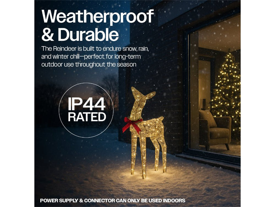 Xmas Haus Christmas Festive Gold Rattan Deer - 74CM High - 250 Warm White LEDS_Christmas Figure