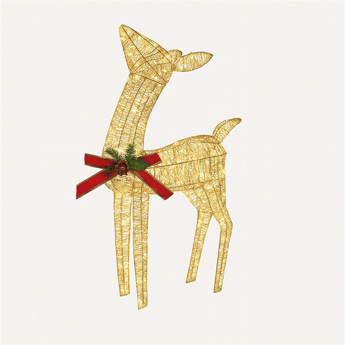 Xmas Haus Christmas Festive Gold Rattan Deer – 74cm High with 250 Warm White LEDs. Festive Decoration_Christmas Figure