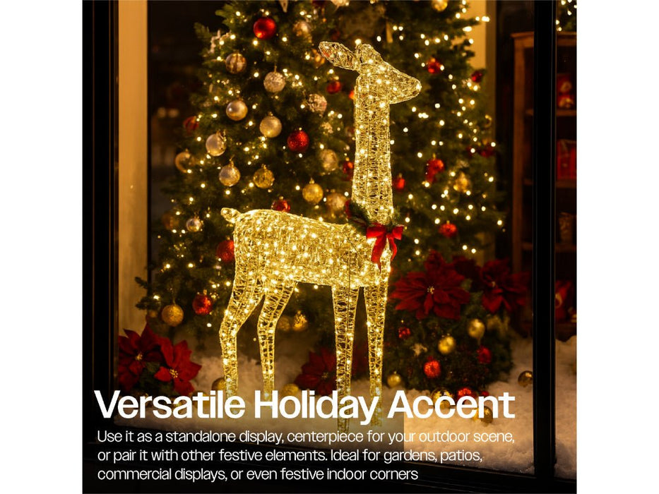 Xmas Haus Christmas Festive Gold Rattan Deer - 108CM High - 350 Warm White LEDS_Christmas Figure