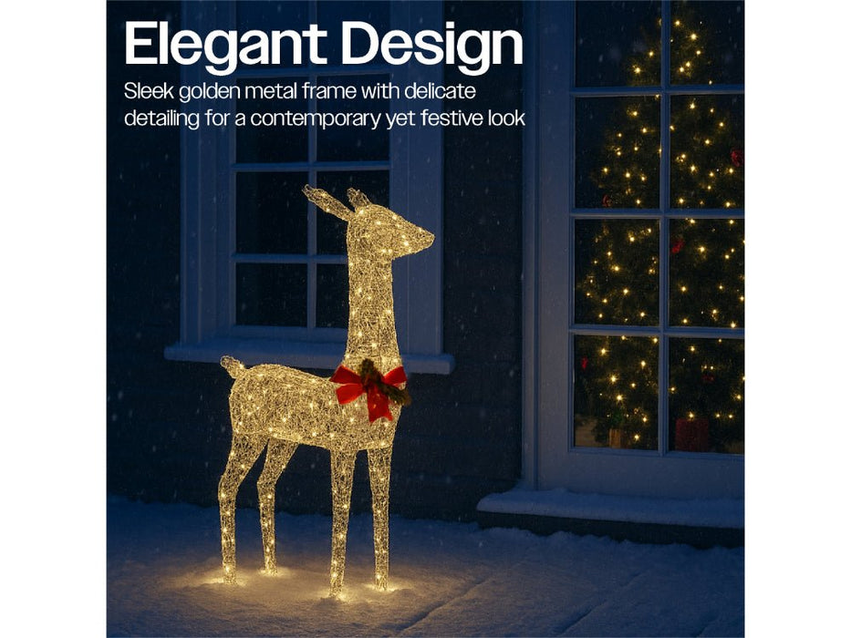 Xmas Haus Christmas Festive Gold Rattan Deer - 108CM High - 350 Warm White LEDS_Christmas Figure
