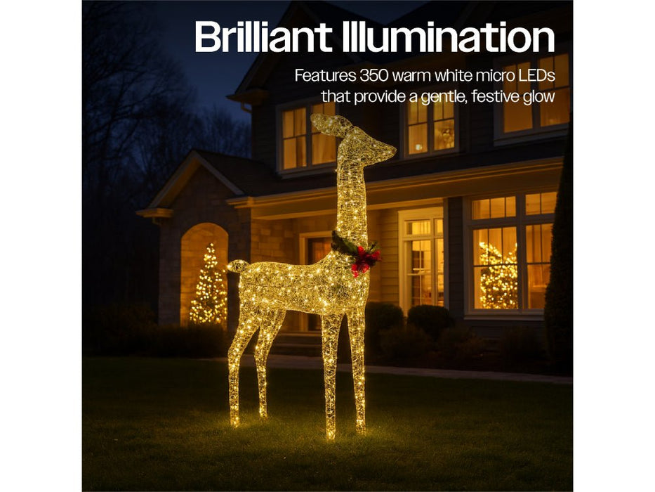 Xmas Haus Christmas Festive Gold Rattan Deer - 108CM High - 350 Warm White LEDS_Christmas Figure