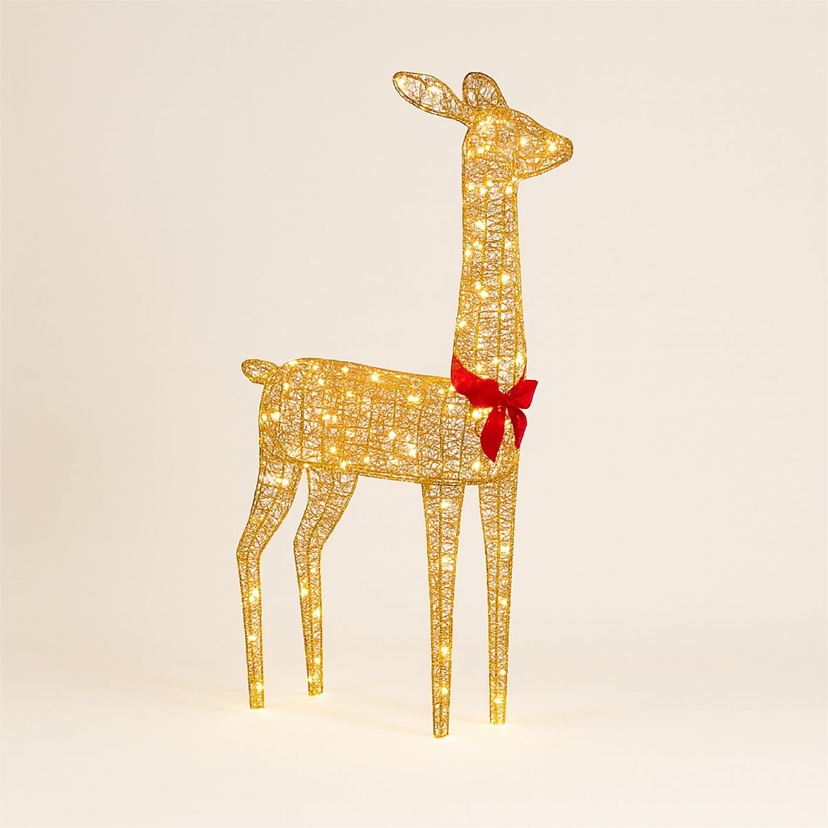 Xmas Haus Christmas Festive Gold Rattan Deer – 108cm High with 350 Warm White LEDs, Festive Decoration_Christmas Figure