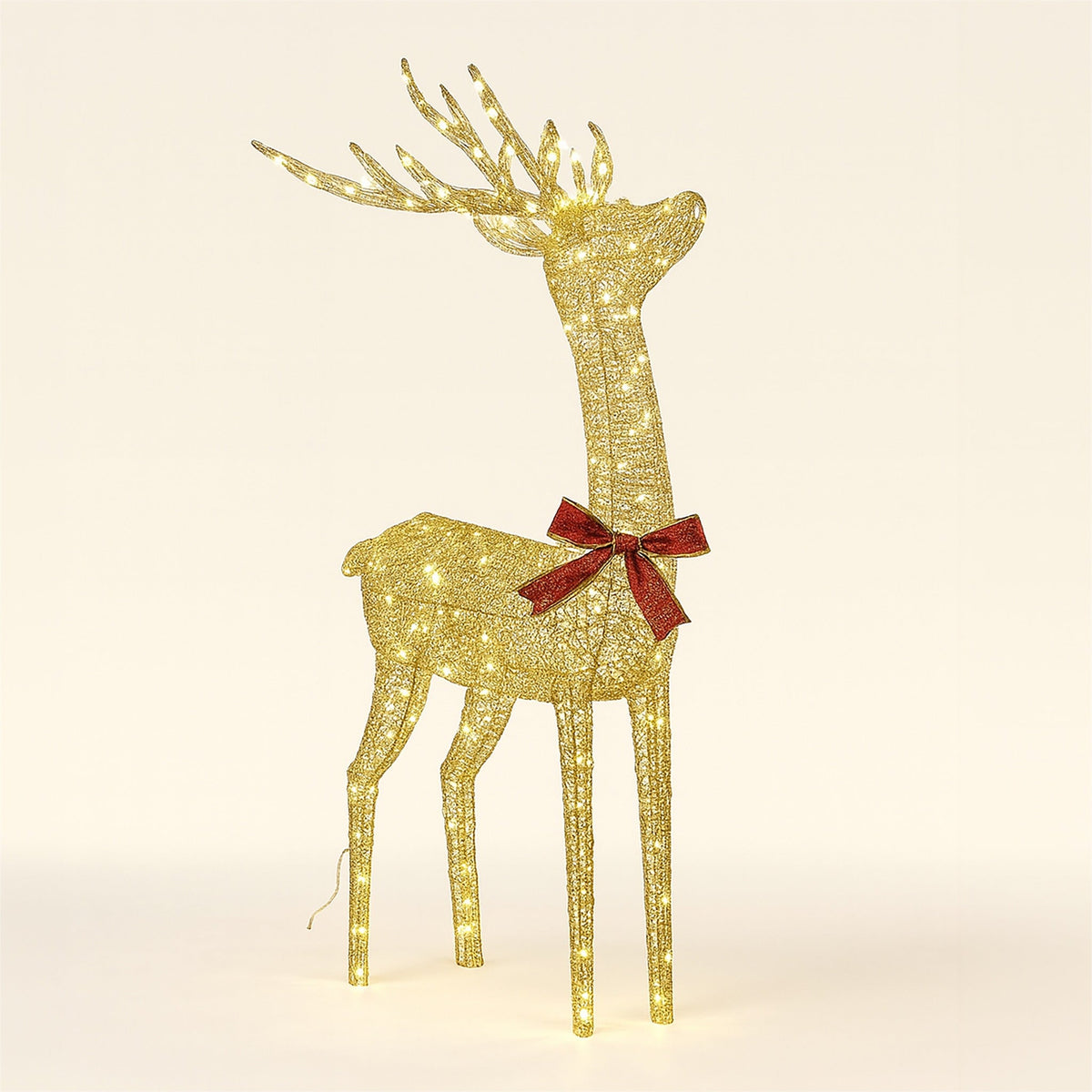 Xmas Haus Christmas Festive Gold Rattan Deer – 127cm High with 450 Warm White LEDs, Festive Decoration_Christmas Figure