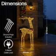 Xmas Haus Christmas Festive Gold Rattan Deer – 127cm High with 450 Warm White LEDs, Festive Decoration_Christmas Figure