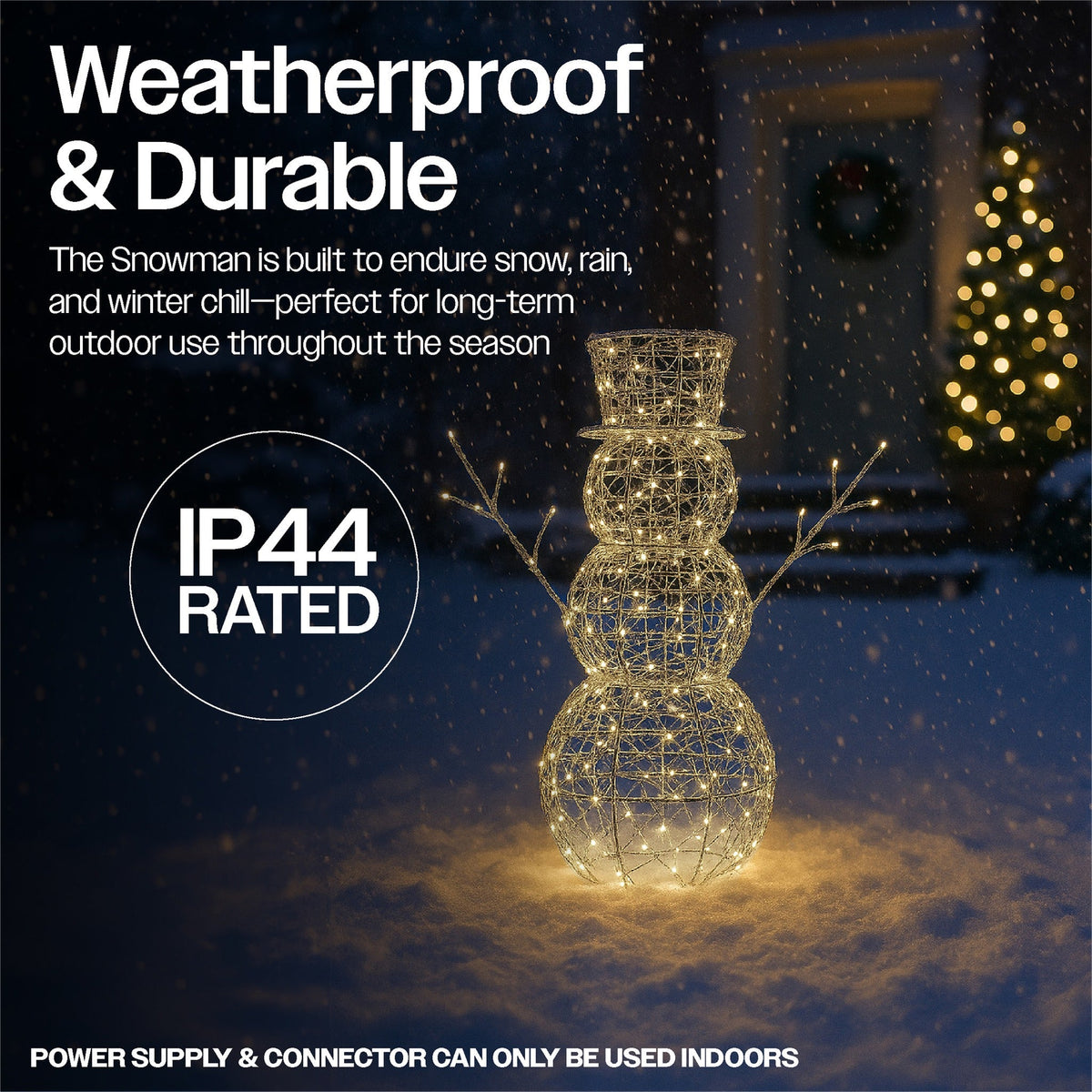 60CM Silver Snowman Christmas Decoration – 330 Warm White LED Lights | Xmas Haus Festive Display_Christmas Figure