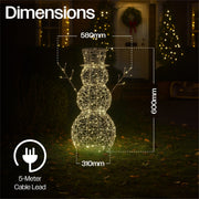 60CM Silver Snowman Christmas Decoration – 330 Warm White LED Lights | Xmas Haus Festive Display_Christmas Figure