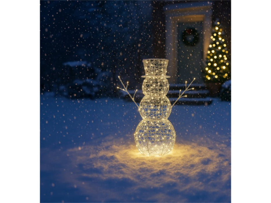 Xmas Haus Christmas Festive Silver Snowman - 60CM High - 330 Warm White Micro LEDS_Christmas Figure