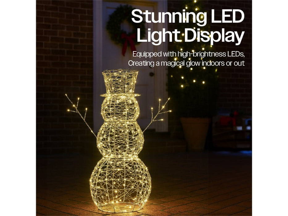 Xmas Haus Christmas Festive Silver Snowman - 60CM High - 330 Warm White Micro LEDS_Christmas Figure