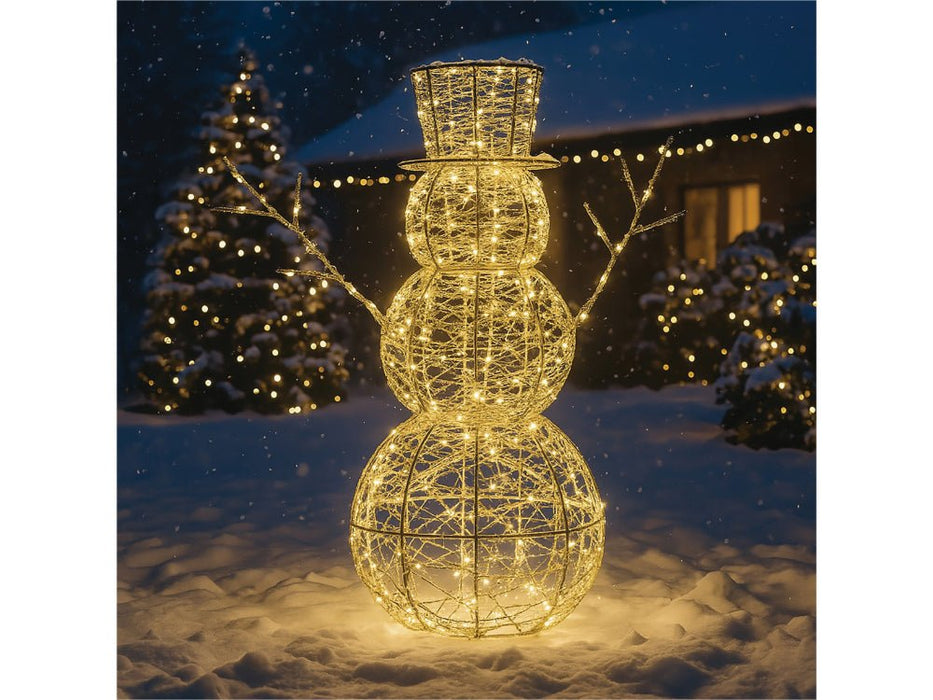 Xmas Haus Christmas Festive Silver Snowman - 60CM High - 330 Warm White Micro LEDS_Christmas Figure