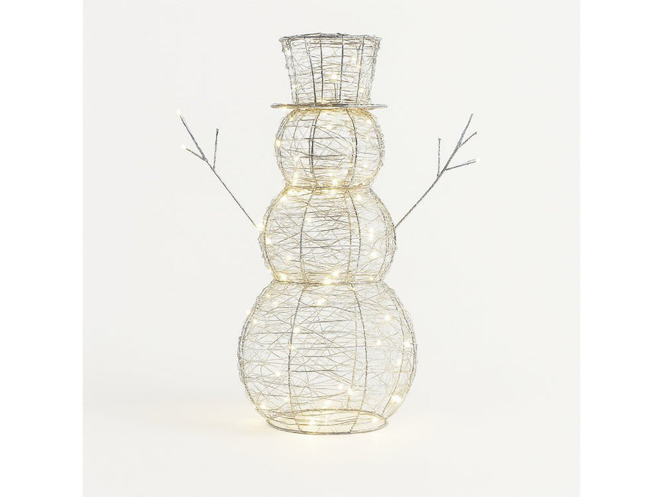 Xmas Haus Christmas Festive Silver Snowman - 60CM High - 330 Warm White Micro LEDS_Christmas Figure