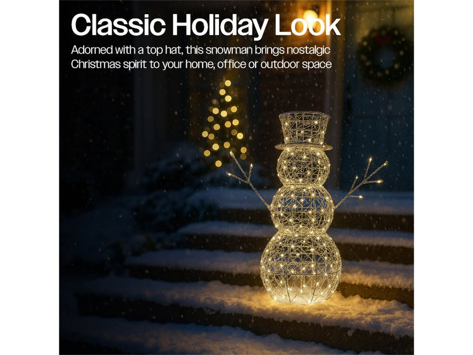 Xmas Haus Christmas Festive Silver Snowman - 60CM High - 330 Warm White Micro LEDS_Christmas Figure