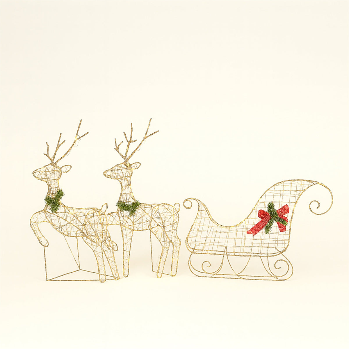 Xmas Haus Christmas Festive 2D Deer & Sledge Decoration Set – 150 Warm White LEDs, Outdoor Display_Christmas Figure