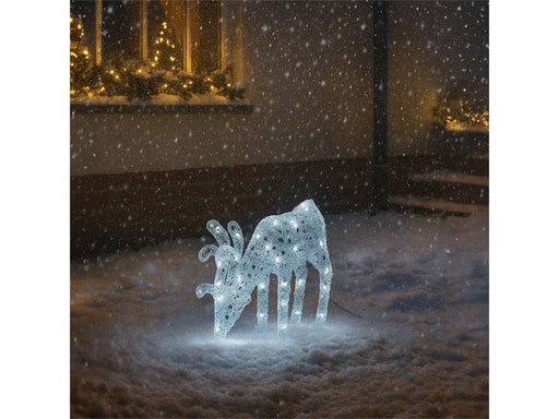 Xmas Haus Christmas Head Down Deer Silver Acrylic Decoration - 60CM High - 60 Bright White LEDS_Christmas Figure