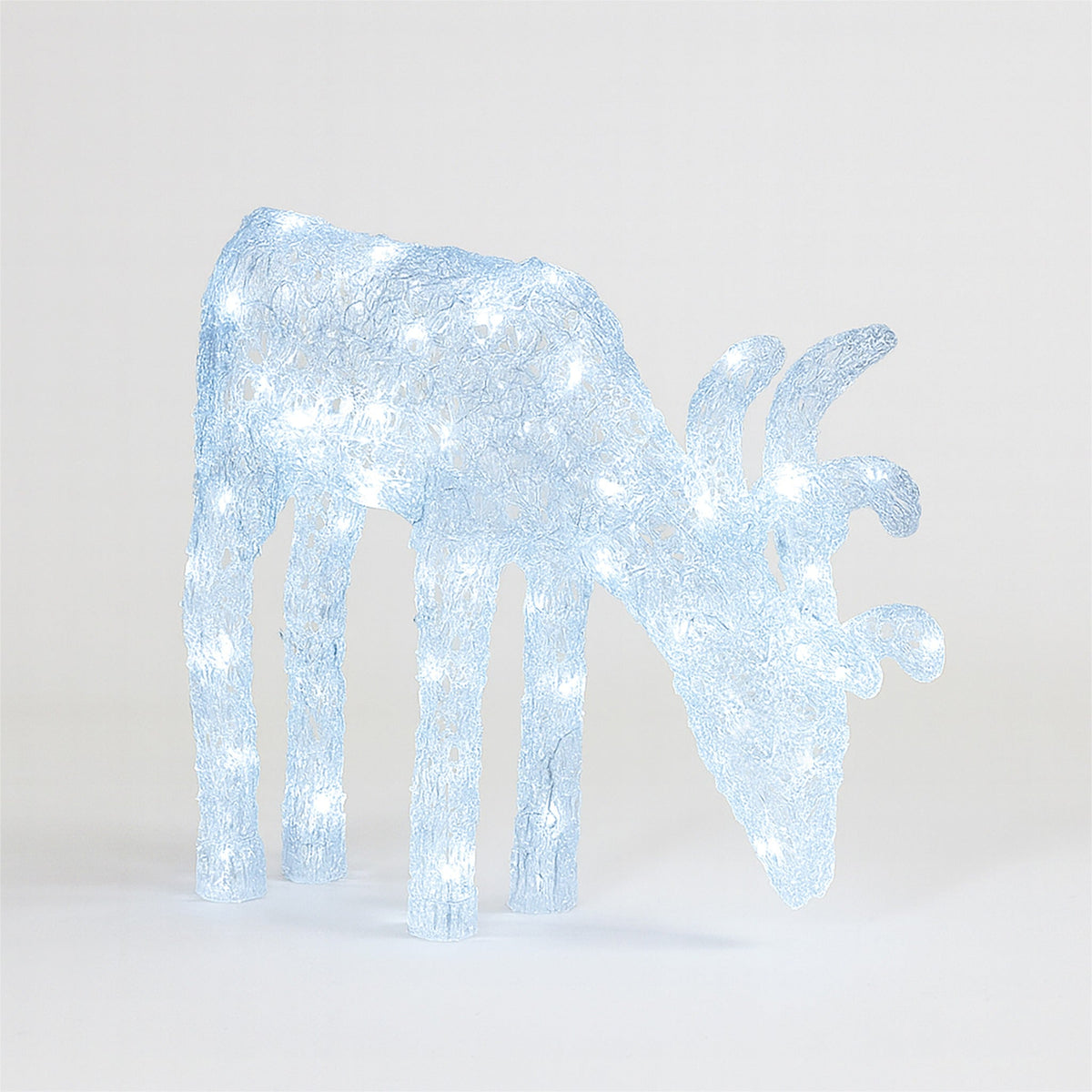 Xmas Haus Christmas Head-Down Deer Silver Acrylic Decoration – 60cm High with 60 Bright White LEDs, Festive Decoration_Christmas Figure