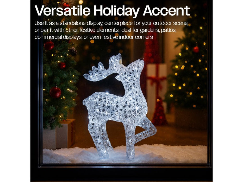 Xmas Haus Christmas Head Up Deer Silver Acrylic Decoration - 54CM High - 80 Bright White LEDS_Christmas Figure
