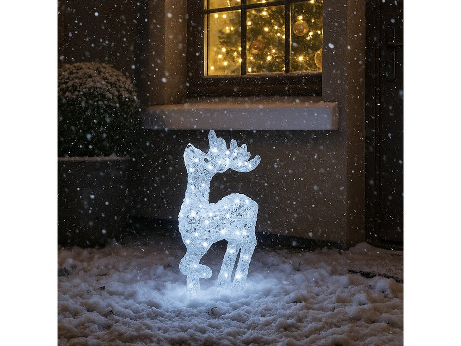 Xmas Haus Christmas Head Up Deer Silver Acrylic Decoration - 54CM High - 80 Bright White LEDS_Christmas Figure