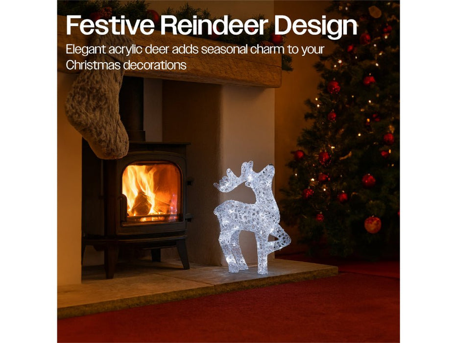 Xmas Haus Christmas Head Up Deer Silver Acrylic Decoration - 54CM High - 80 Bright White LEDS_Christmas Figure