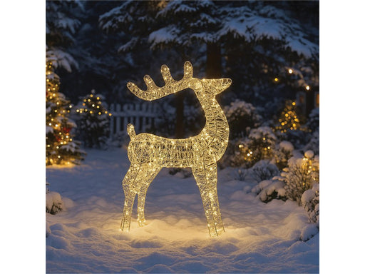 Xmas Haus Christmas Silver Deer - 78cm High - Metal Frame - 450 Warm White Micro LEDS_Christmas Figure