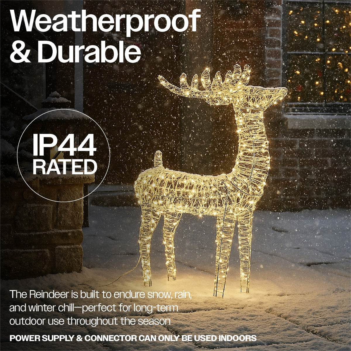 Xmas Haus Christmas Silver Deer – 78cm High, Metal Frame with 450 Warm White Micro LEDs, Festive Decoration_Christmas Figure