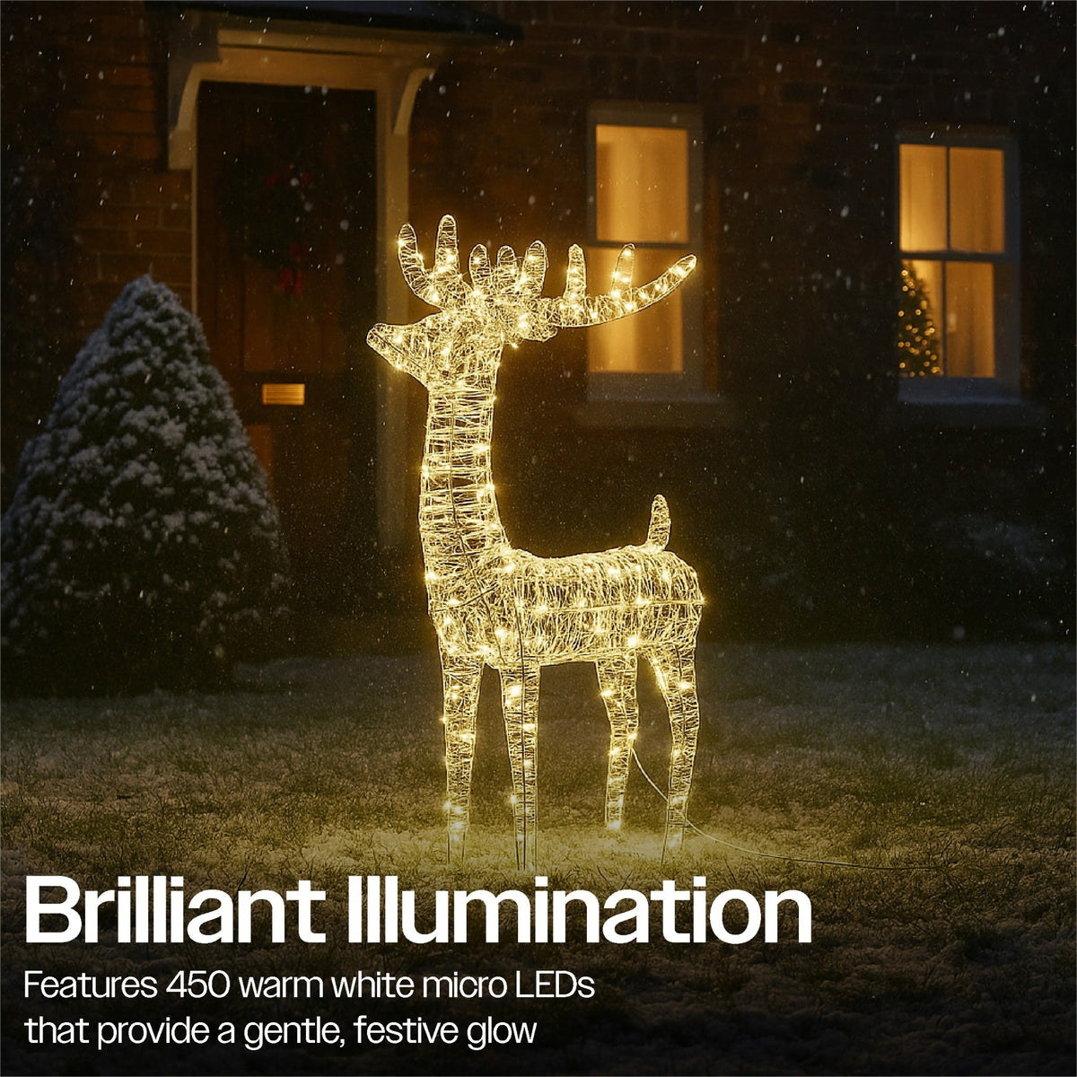 Xmas Haus Christmas Silver Deer – 78cm High, Metal Frame with 450 Warm White Micro LEDs, Festive Decoration_Christmas Figure