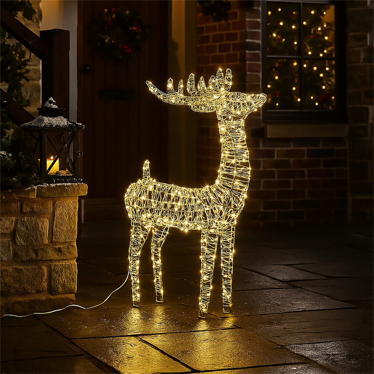 Xmas Haus Christmas Silver Deer – 78cm High, Metal Frame with 450 Warm White Micro LEDs, Festive Decoration_Christmas Figure