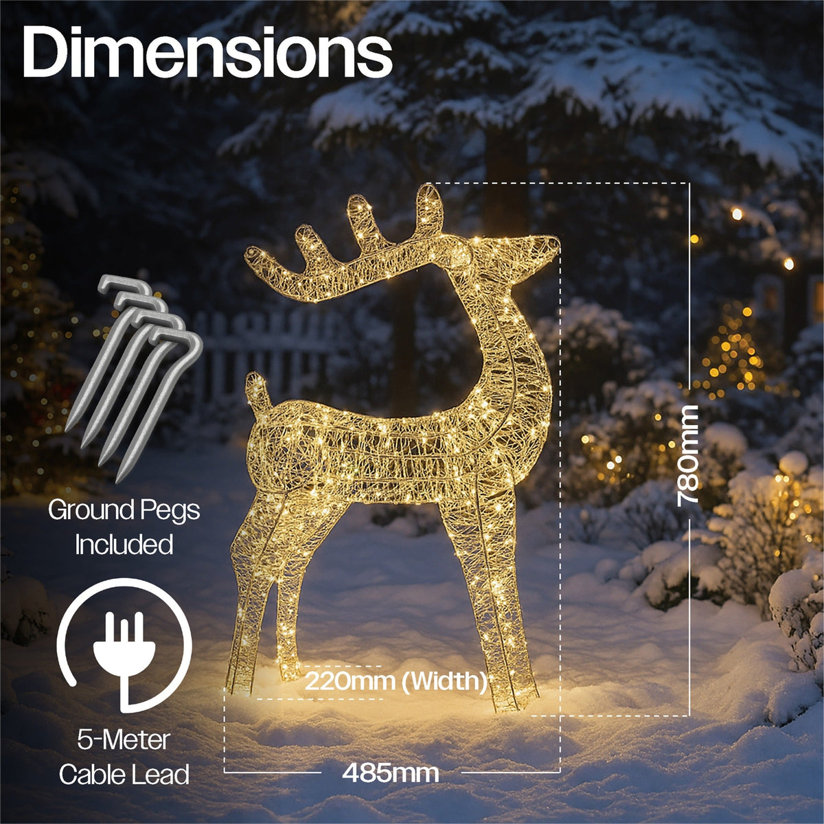 Xmas Haus Christmas Silver Deer – 78cm High, Metal Frame with 450 Warm White Micro LEDs, Festive Decoration_Christmas Figure