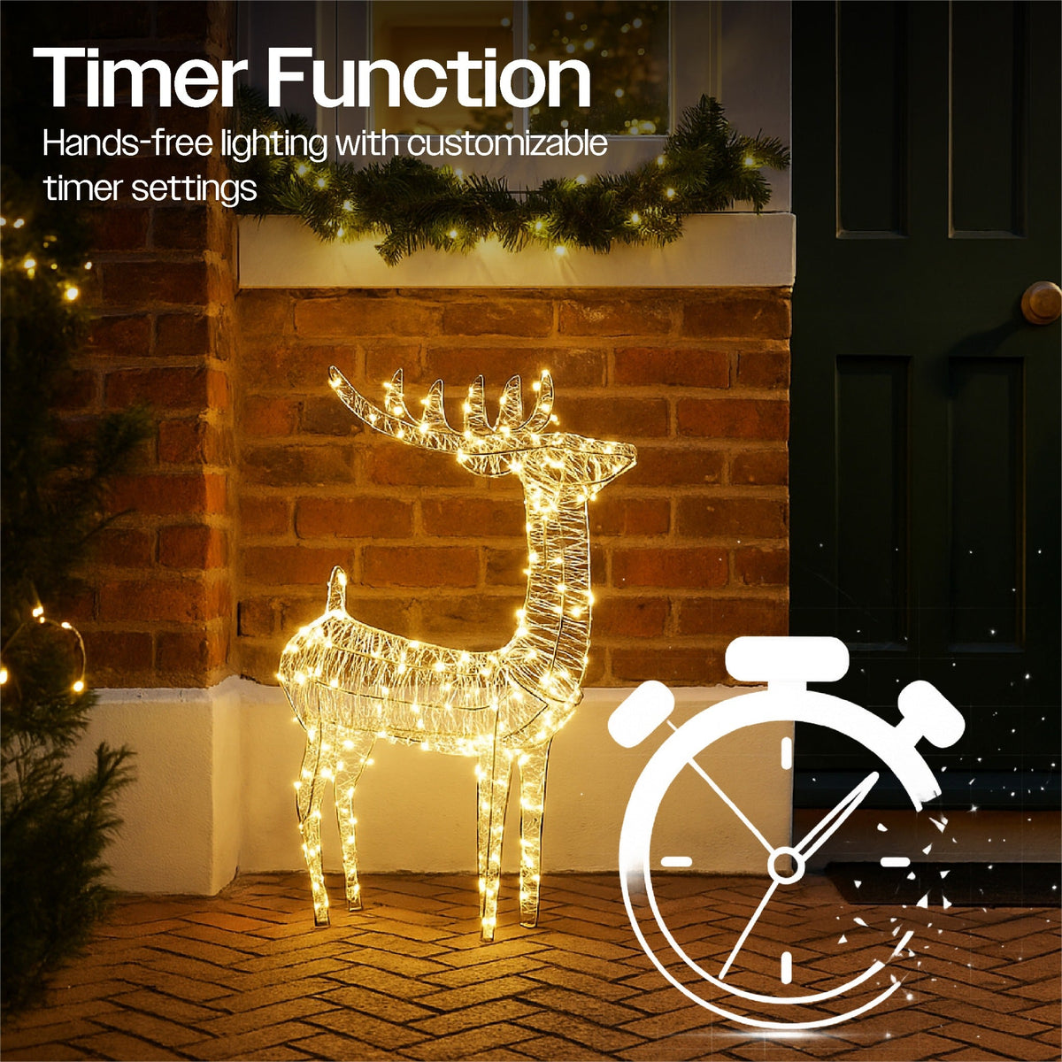 Xmas Haus Christmas Silver Deer – 78cm High, Metal Frame with 450 Warm White Micro LEDs, Festive Decoration_Christmas Figure