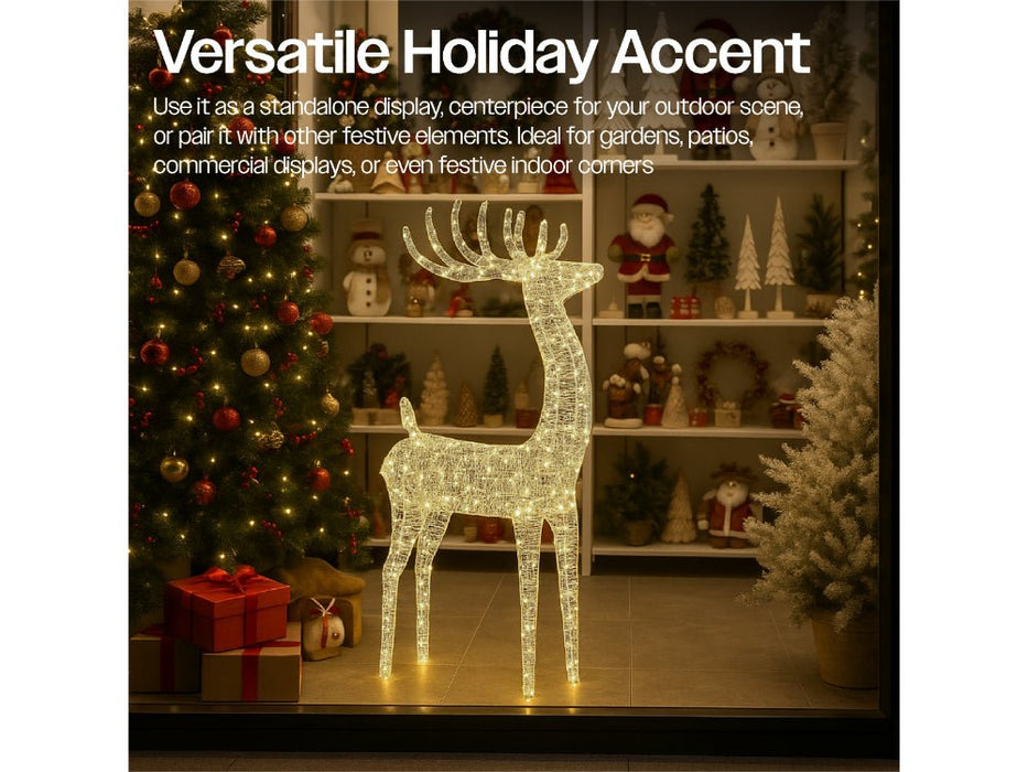 Xmas Haus Christmas Silver Deer - 118cm High - Metal Frame - 600 Warm White Micro LEDS_Christmas Figure