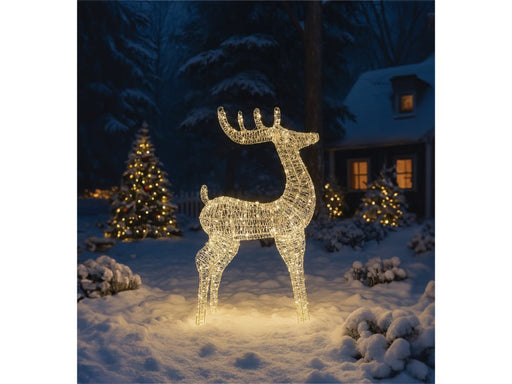 Xmas Haus Christmas Silver Deer - 118cm High - Metal Frame - 600 Warm White Micro LEDS_Christmas Figure