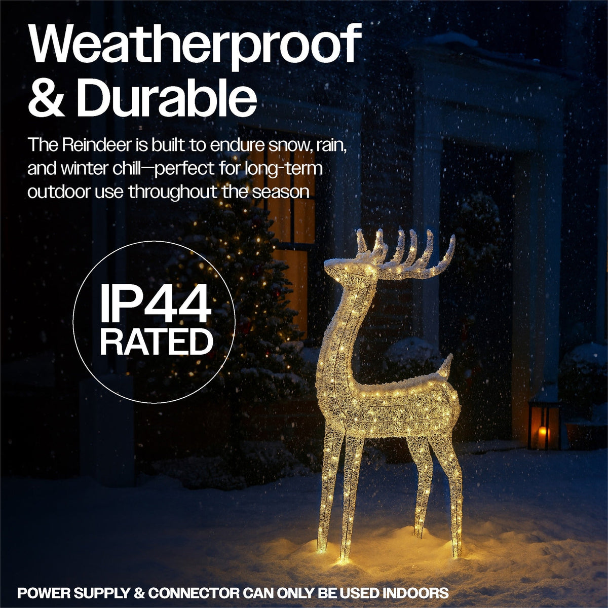 Xmas Haus Christmas Silver Deer – 118cm High, Metal Frame with 600 Warm White Micro LEDs, Festive Decoration_Christmas Figure