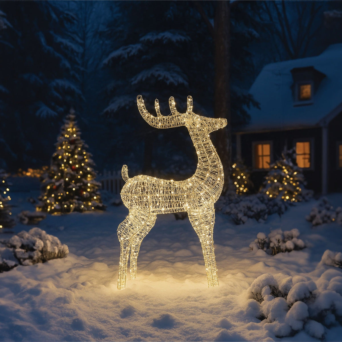 Xmas Haus Christmas Silver Deer – 118cm High, Metal Frame with 600 Warm White Micro LEDs, Festive Decoration_Christmas Figure