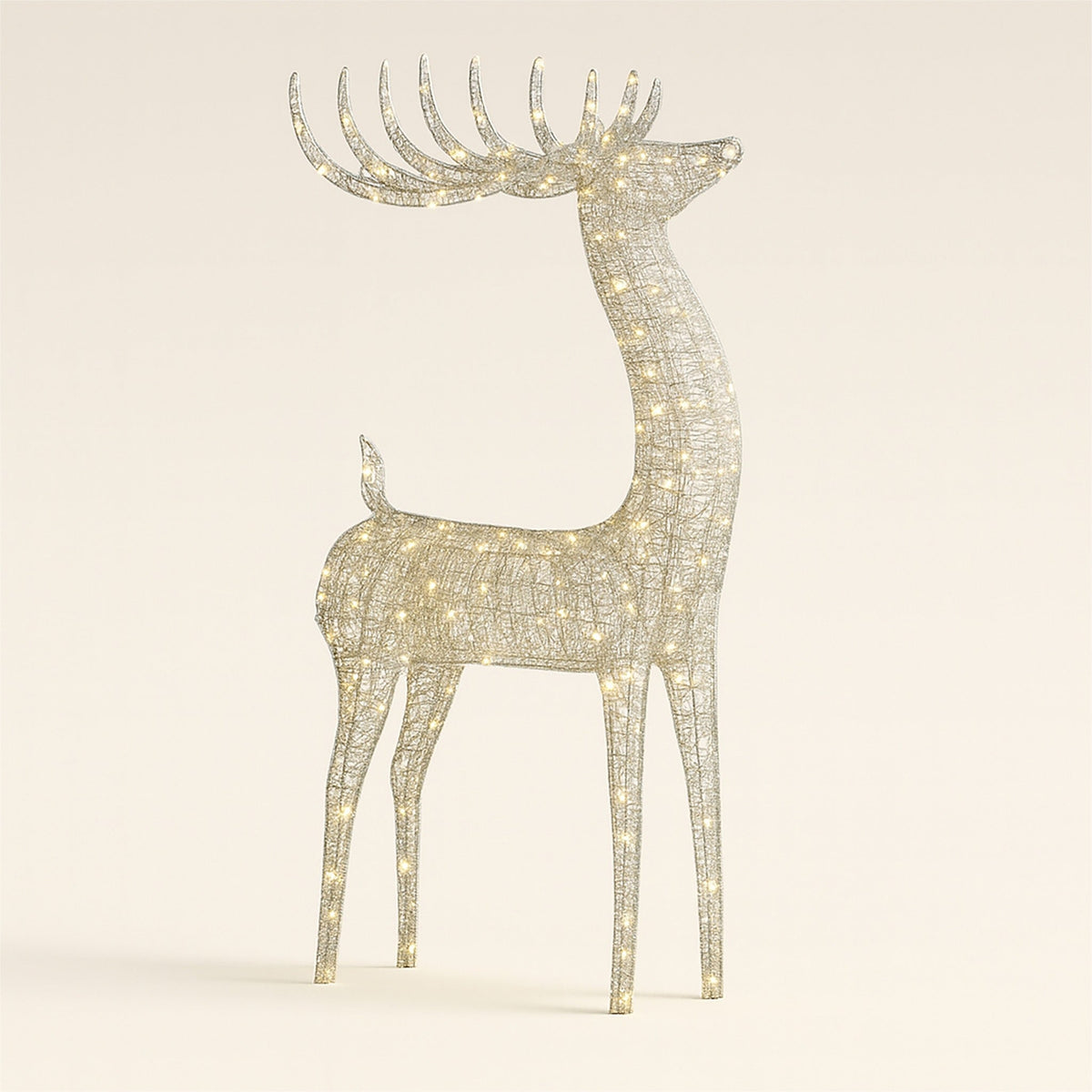 Xmas Haus Christmas Silver Deer – 118cm High, Metal Frame with 600 Warm White Micro LEDs, Festive Decoration_Christmas Figure