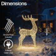 Xmas Haus Christmas Silver Deer – 118cm High, Metal Frame with 600 Warm White Micro LEDs, Festive Decoration_Christmas Figure
