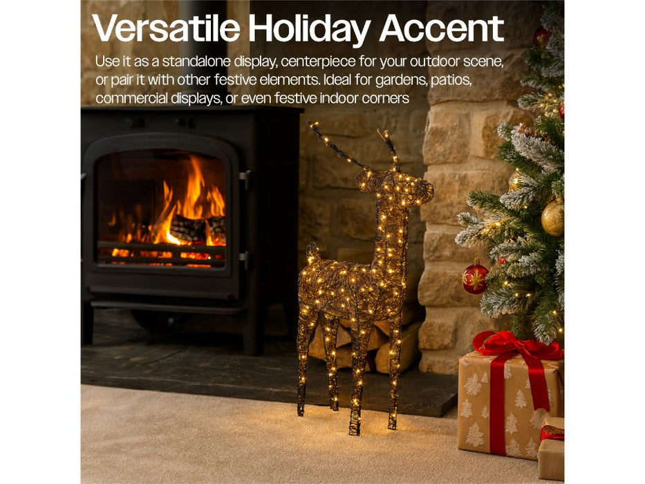 Xmas Haus Christmas Black Deer - 61cm High - Metal Frame - 200 Warm White Micro LEDS_Christmas Figure