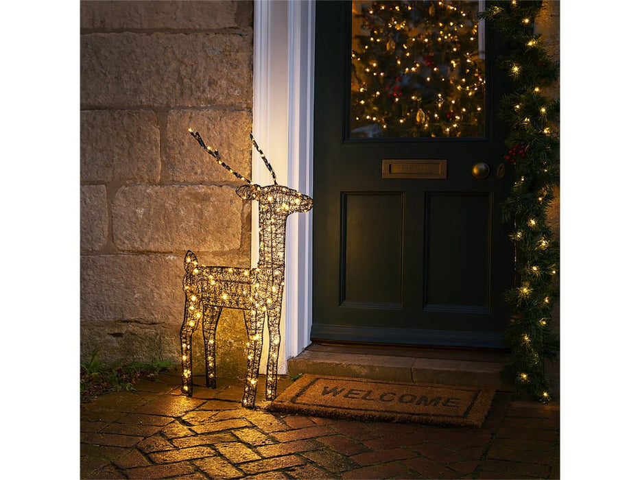 Xmas Haus Christmas Black Deer - 61cm High - Metal Frame - 200 Warm White Micro LEDS_Christmas Figure