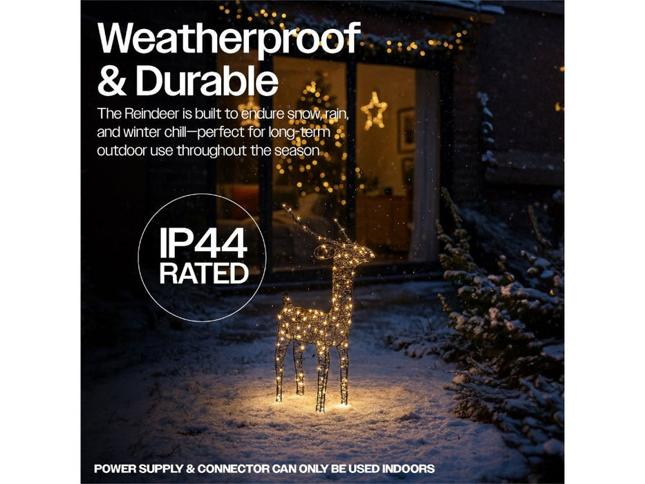 Xmas Haus Christmas Black Deer - 61cm High - Metal Frame - 200 Warm White Micro LEDS_Christmas Figure