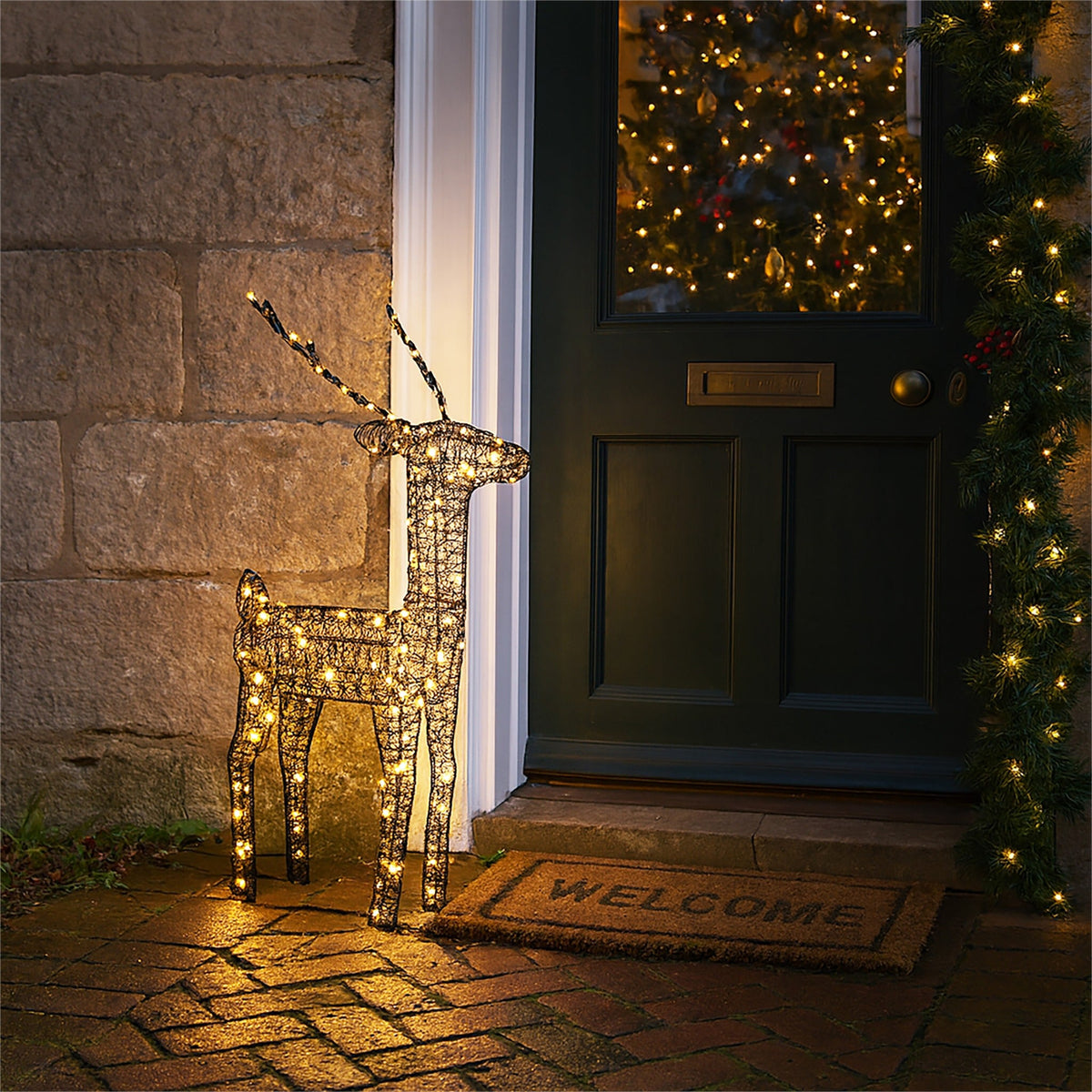 Xmas Haus Christmas Black Deer – 61cm High, Metal Frame with 200 Warm White Micro LEDs, Festive Decoration_Christmas Figure