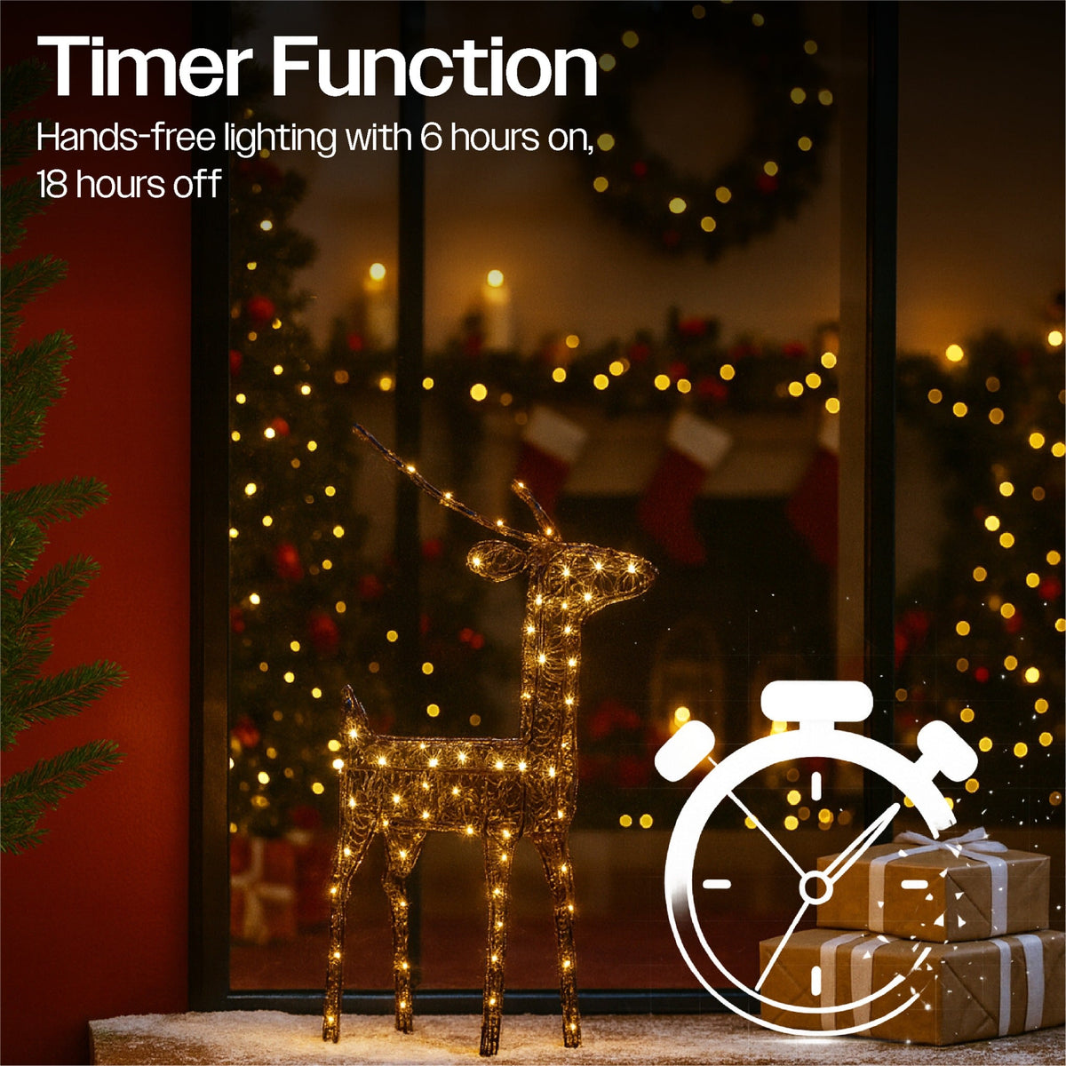 Xmas Haus Christmas Black Deer – 61cm High, Metal Frame with 200 Warm White Micro LEDs, Festive Decoration_Christmas Figure
