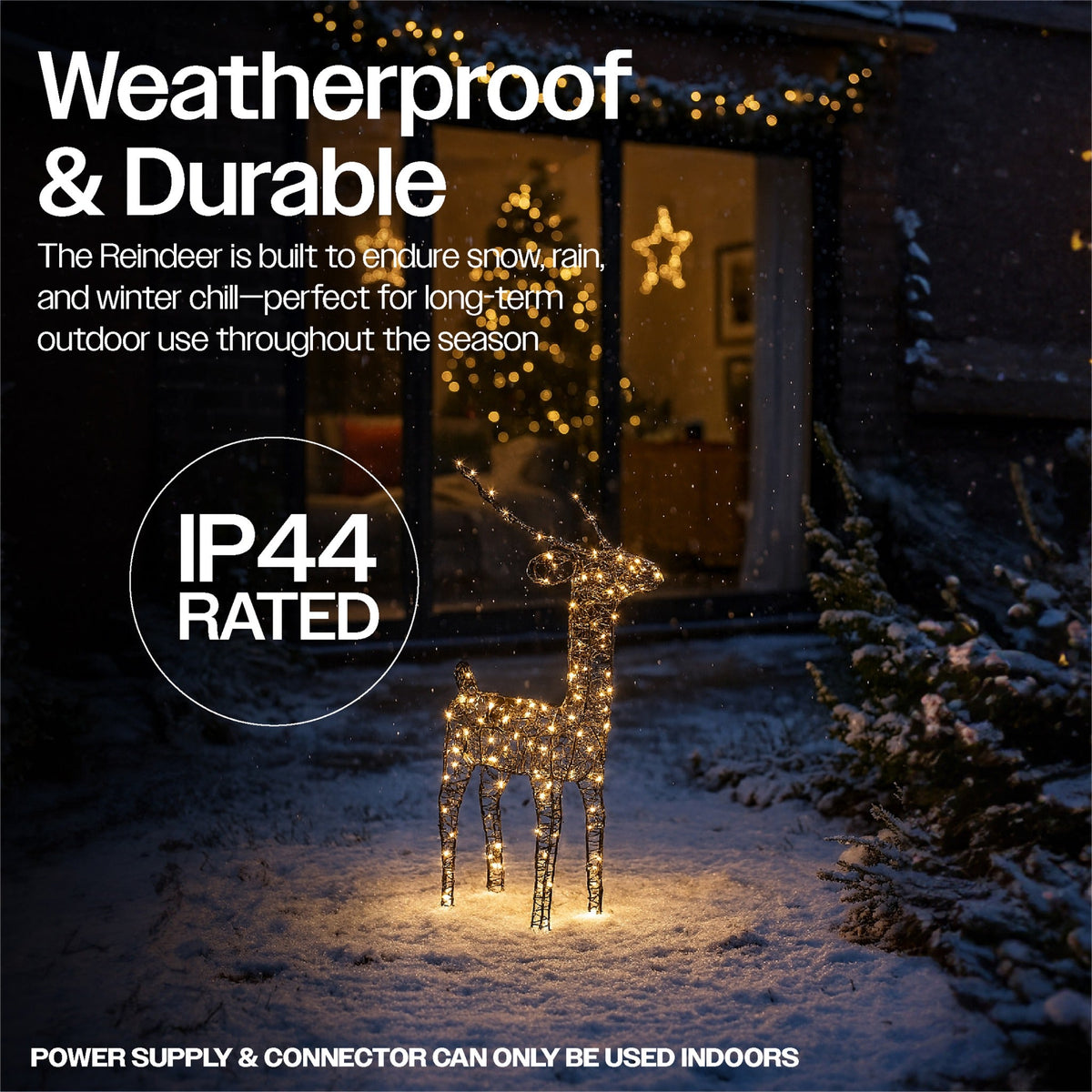Xmas Haus Christmas Black Deer – 61cm High, Metal Frame with 200 Warm White Micro LEDs, Festive Decoration_Christmas Figure