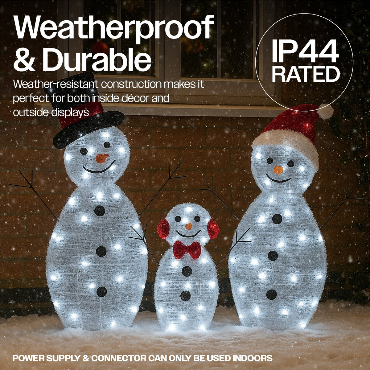 Xmas Haus Christmas 2D Set of 3 Snowmen – 80 LEDs Total, Festive Indoor or Outdoor Decoration_Christmas Figure