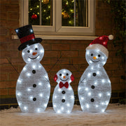 Xmas Haus Christmas 2D Set of 3 Snowmen – 80 LEDs Total, Festive Indoor or Outdoor Decoration_Christmas Figure