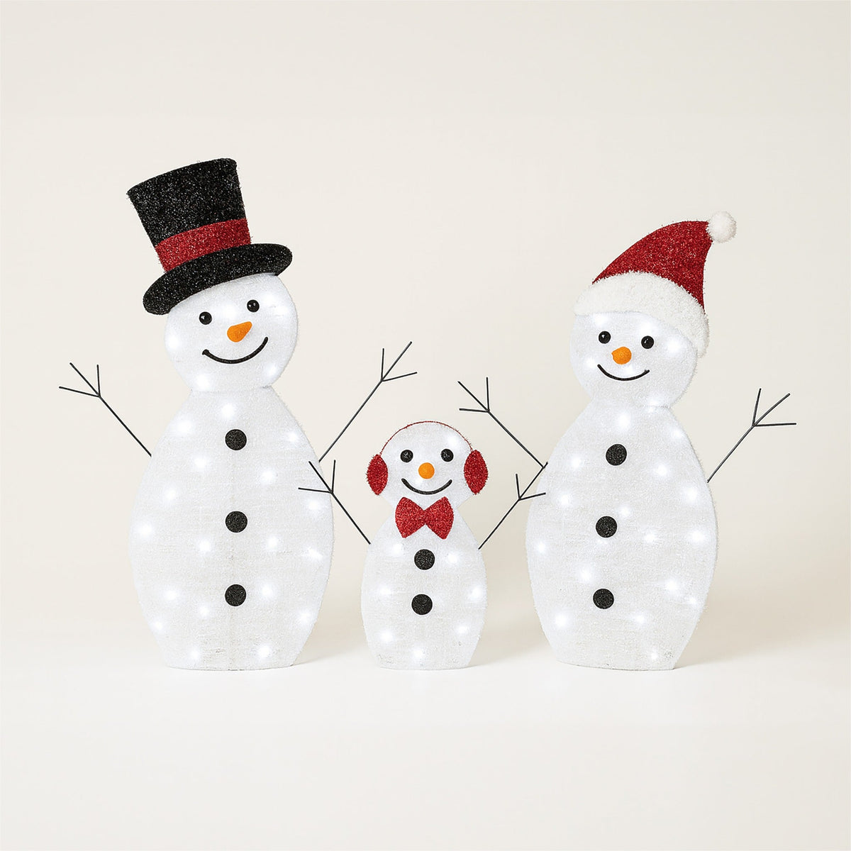 Xmas Haus Christmas 2D Set of 3 Snowmen – 80 LEDs Total, Festive Indoor or Outdoor Decoration_Christmas Figure