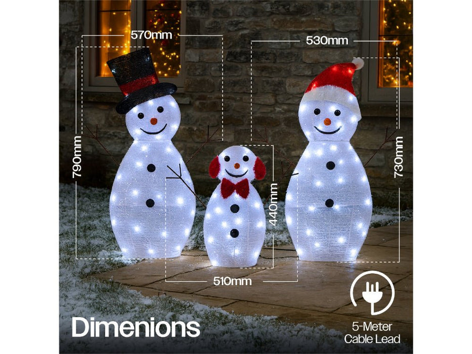 Xmas Haus Christmas Set of 3 Snowmen - total 80 LEDS_Christmas Figure
