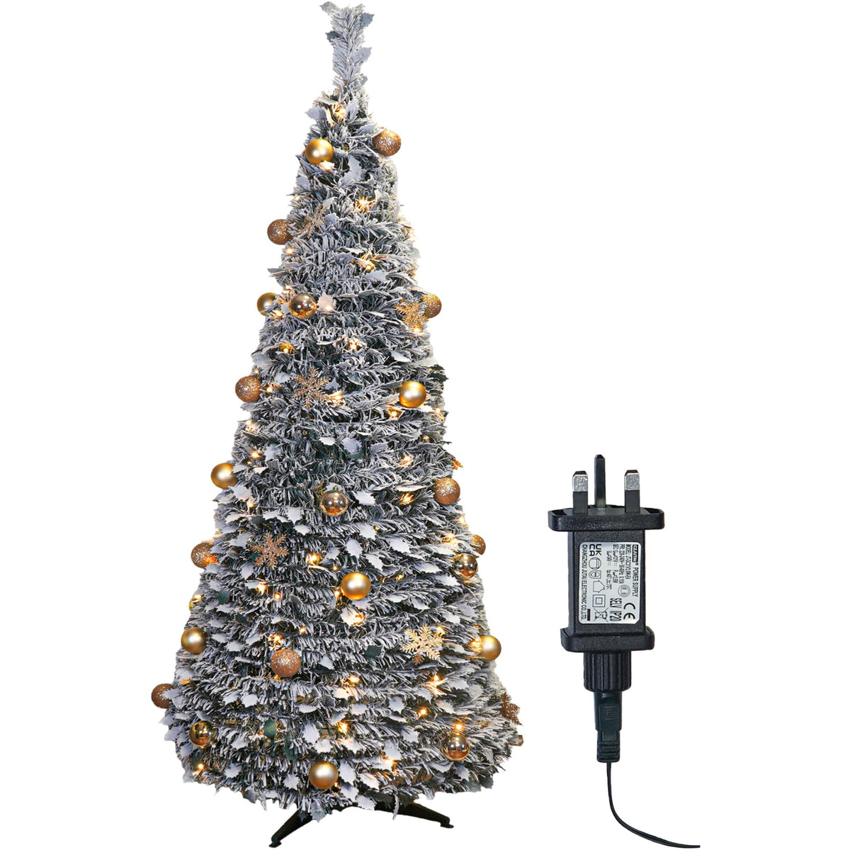Xmas Haus Winter Pop-Up Gold Décor Christmas Tree – 200 Warm White LEDs – Effortless Setup_Artificial Christmas Trees