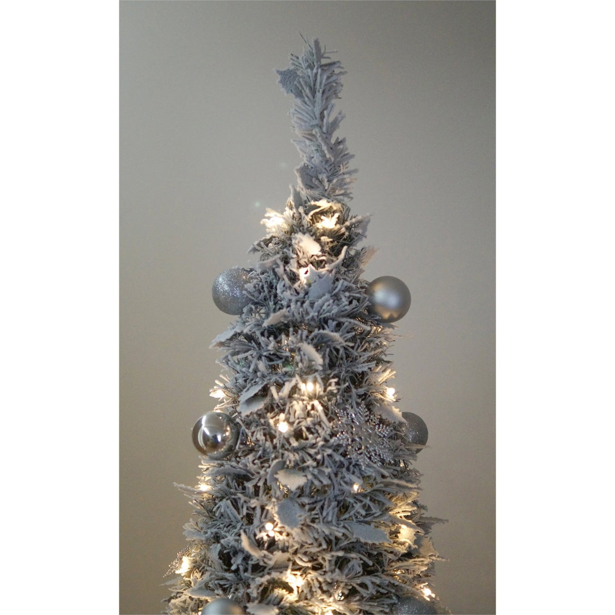 Winter Pop-Up Silver Décor Christmas Tree – Pre-Lit with 200 Warm White LEDs_Artificial Christmas Trees